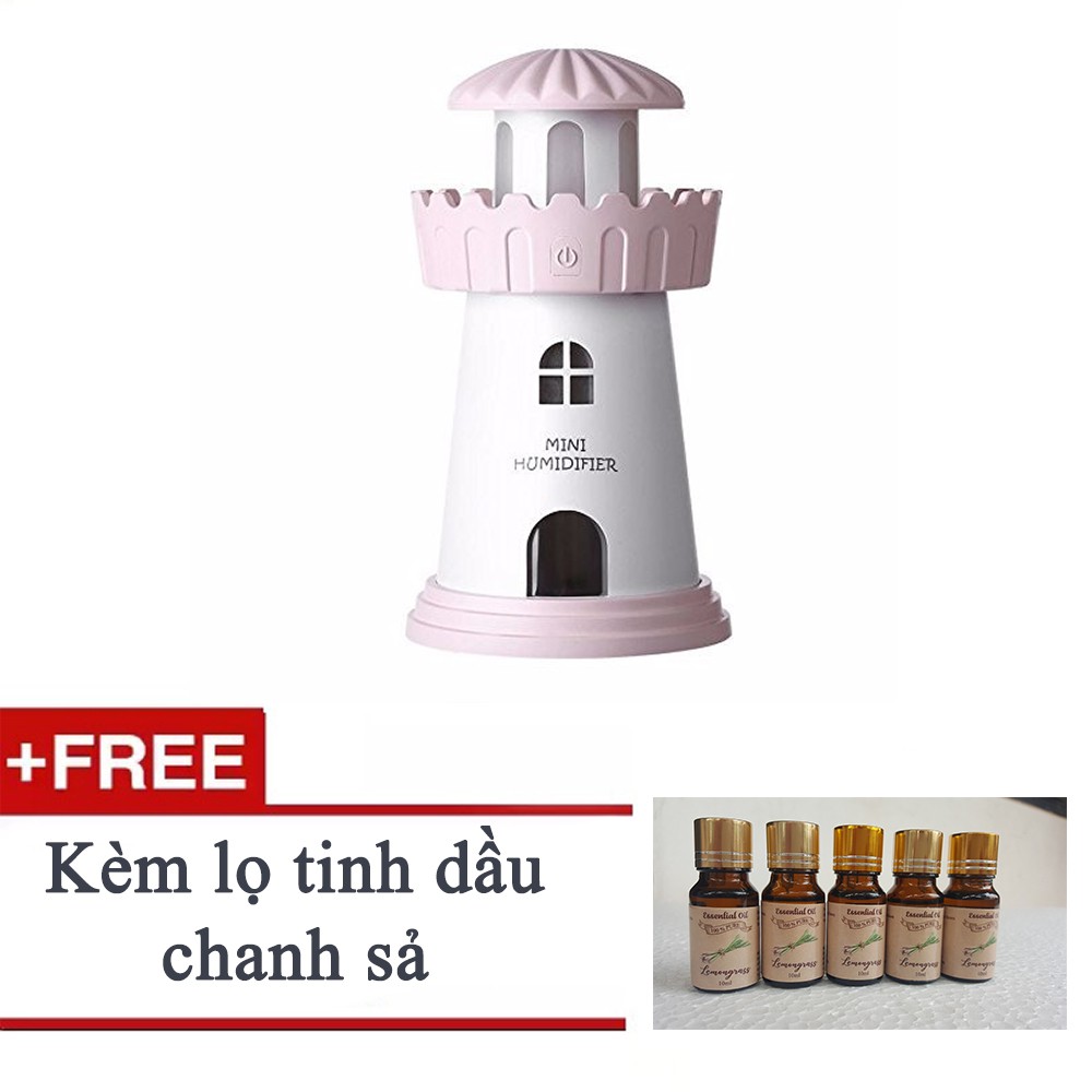 [Siêu Hot] Máy xông tinh dầu kiêm đèn ngủ Lighthouse Humidifier - Tặng Kèm tinh dầu chanh sả