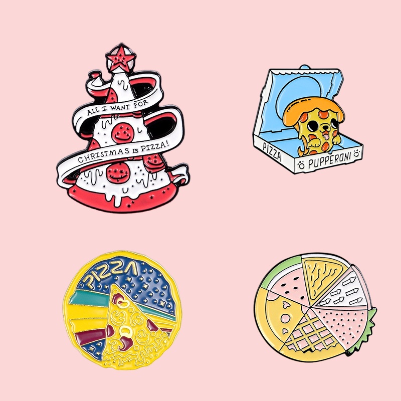 Ghim Cài Áo Hình Bánh Pizza/Cây Thông/Pizza Hoạt Hình Vui Nhộn Dùng Làm Quà Tặng