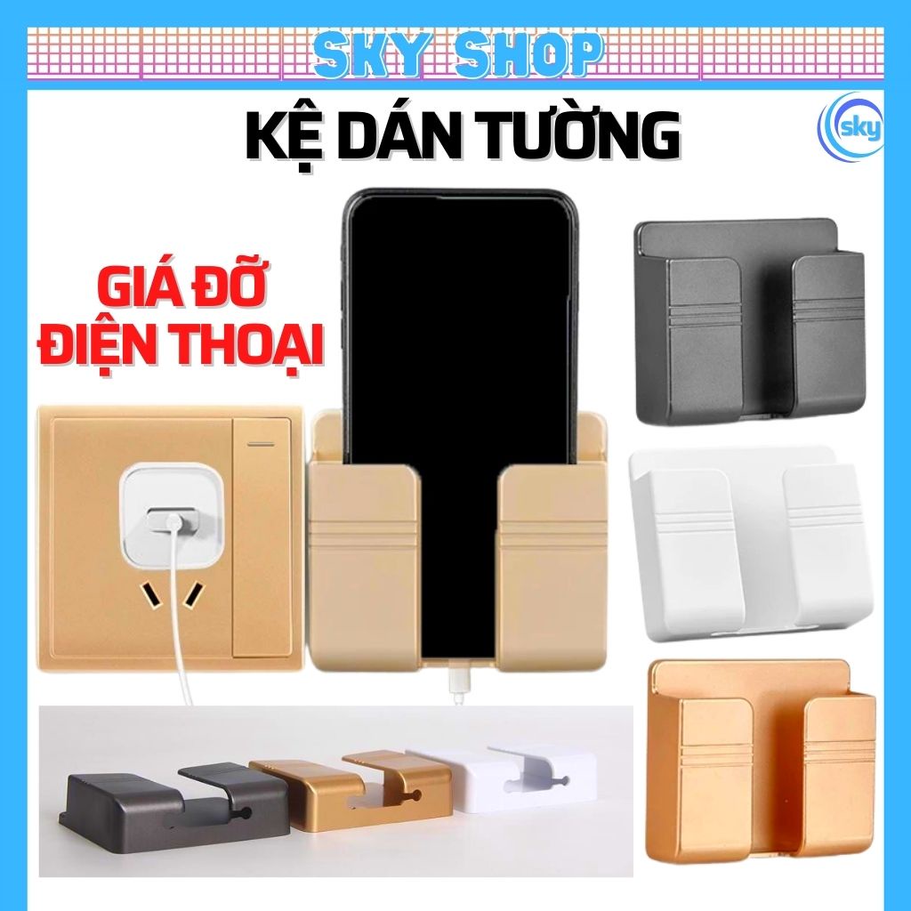 Kệ đựng điện thoại dán tường, Giá đỡ điện thoại dán tường, để remote đa năng tiên lợi