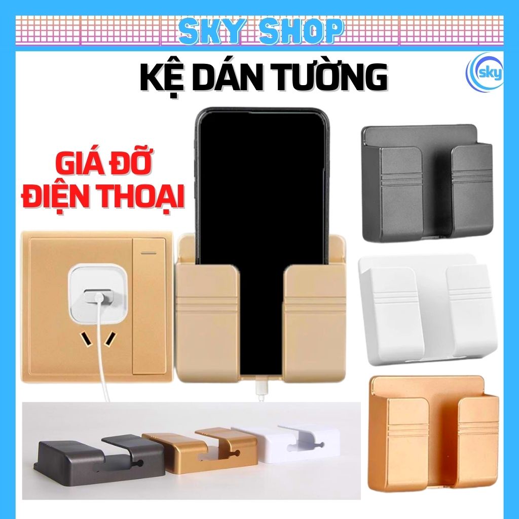 Kệ đựng điện thoại dán tường, Giá đỡ điện thoại dán tường, để remote đa năng tiên lợi [SKY]