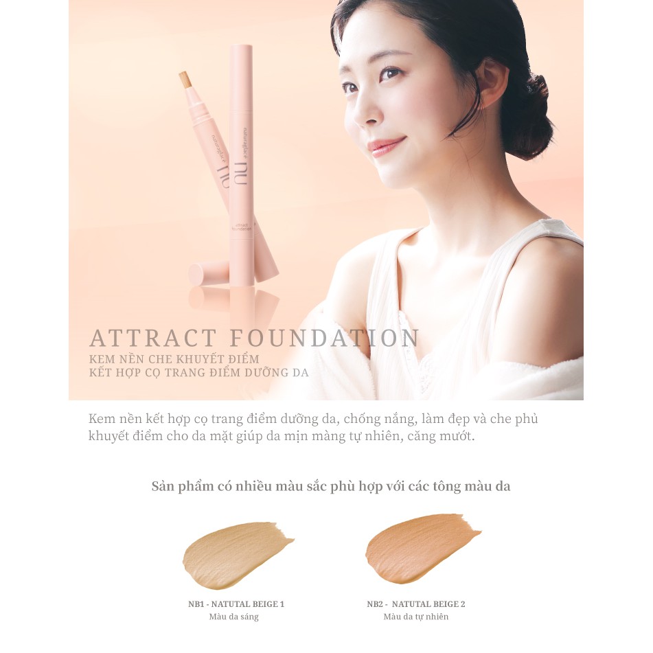 Kem nền kết hợp cọ trang điểm &amp; dưỡng da naturaglacé Nu Attract Foundation (NB1 - Màu da sáng), 3.5g