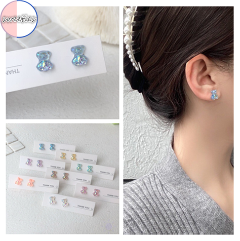 Bông Tai Mini Hình Gấu Màu Kẹo Ngọt Đáng Yêu Cho Nữ 2021