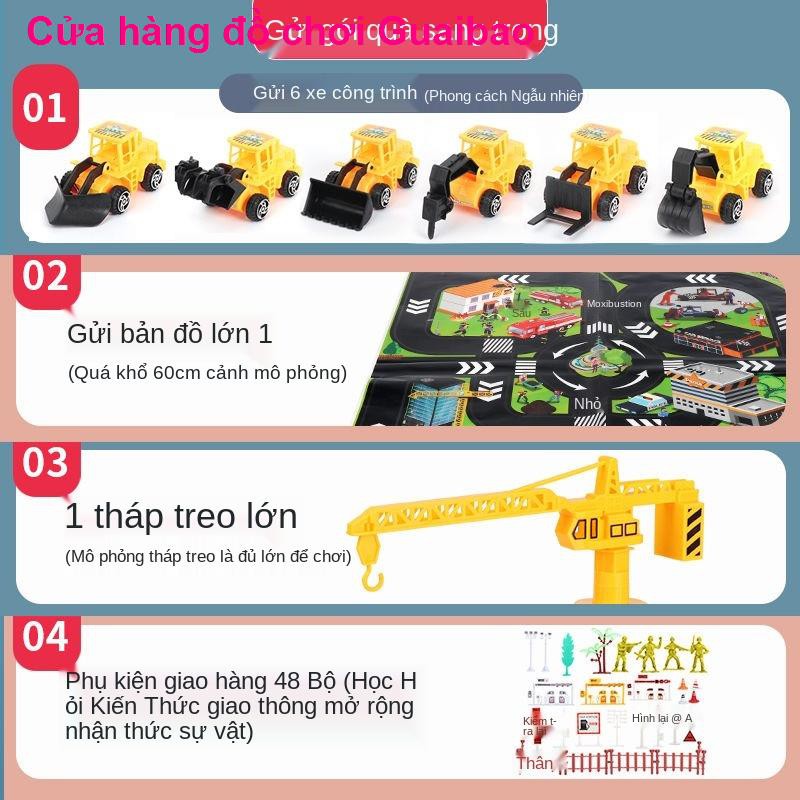 bộ đồ chơi xe xây dựng lớn cho trẻ em, máy xúc, trộn, cần cẩu, đào, ủi, đổ, bé trai, nhiều loại hơi