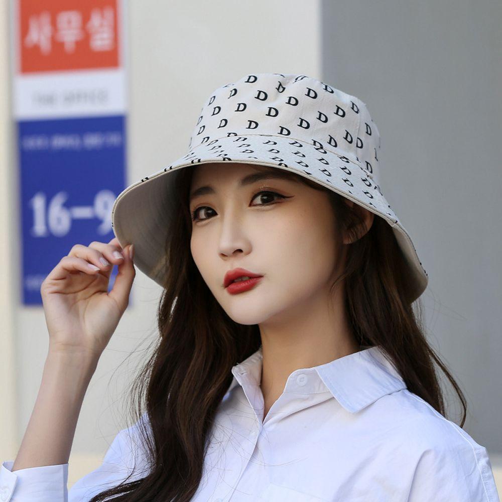 Mũ Tai Bèo Chất Liệu Cotton In Chữ D Thiết Kế Đơn Giản Thời Trang Phong Cách Hàn Quốc