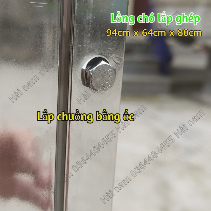 Lồng chó Inox - Chuồng nuôi chó Size to [ 94cm x 64cm x 80cm ] Phù hợp nuôi chó từ 10 kg đến 25 kg