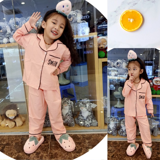 Đồ bộ cho bé gái mặc nhà SMILE đẹp pijama trẻ em chất kate lụa dễ thương mặc ngủ hàng chuẩn shop 0118