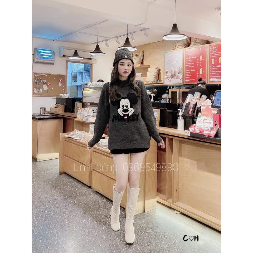 Áo Len Mickey Kèm Mũ Len Siêu Dày và Đẹp