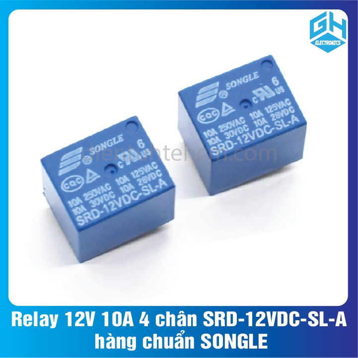 Relay 12V 10A loại 4 chân SRD-12VDC-SL-A hàng SONGLE