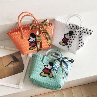 Giỏ Đan Mây Đựng Rau Củ Quả Hình Chuột Mickey Đơn Giản Xinh Xắn