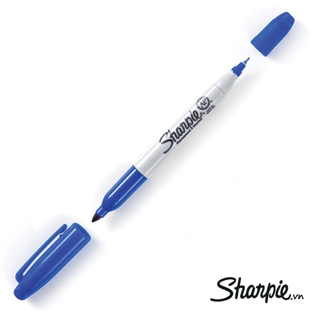 Bút lông dầu 2 ngòi tiện dụng Sharpie Twin Tip - Blue (Xanh dương)