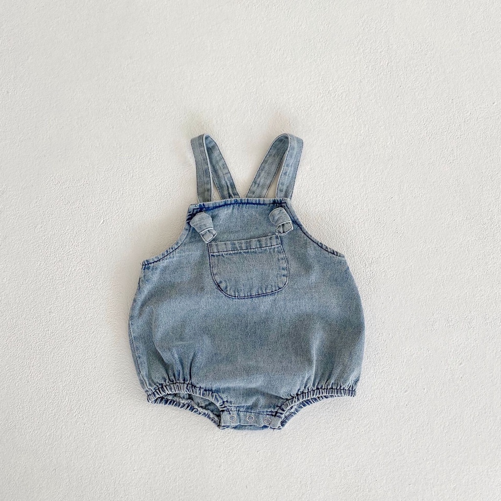 Set Áo Sơ Mi Tay Dài Cổ Búp Bê Phối Quần Yếm Denim Có Túi Lớn Thời Trang Mùa Thu 2022 Cho Bé Gái