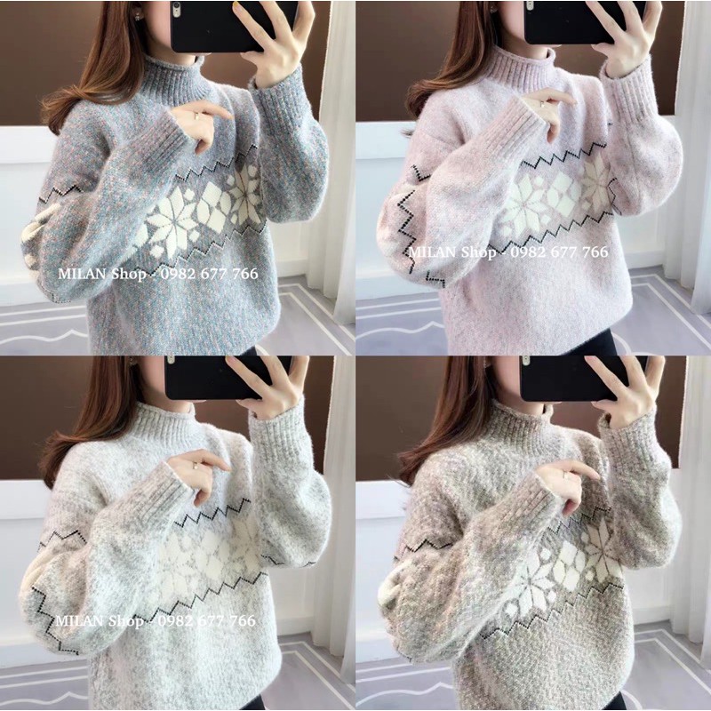 Áo len dài tay dáng suông 2 hoạ tiết nhiều màu hot | BigBuy360 - bigbuy360.vn