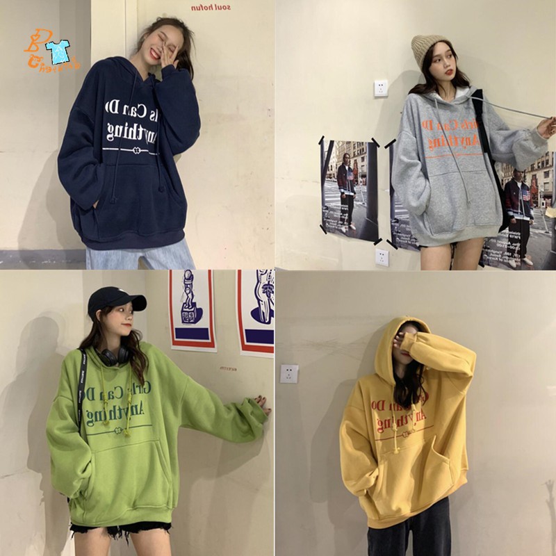 Áo hoodie Hàn Quốc dáng rộng in chữ thời trang | WebRaoVat - webraovat.net.vn