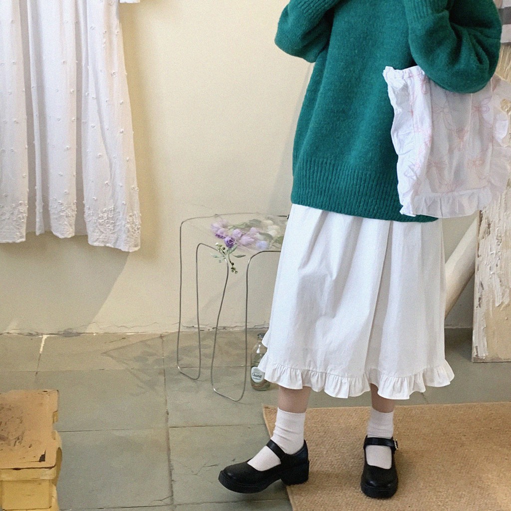 Nữ sinh đại học Nhật Bản phong cách cạp cao váy liền thân Hàn Quốc a-line cổ tích giản dị và mỏng trong