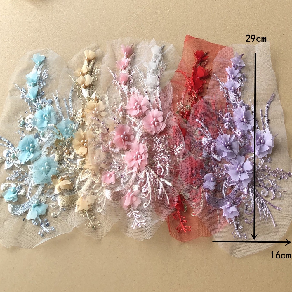 Miếng Ren Hoa 3D Dán Trang Trí Váy Cưới