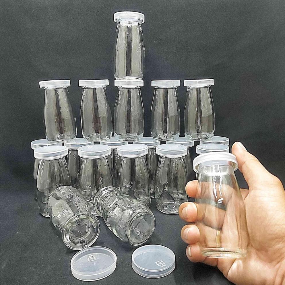 Hũ thủy tinh 100ml cao nắp nhựa làm sữa chua, pudding, đựng gia vị, mật ong, yến sào