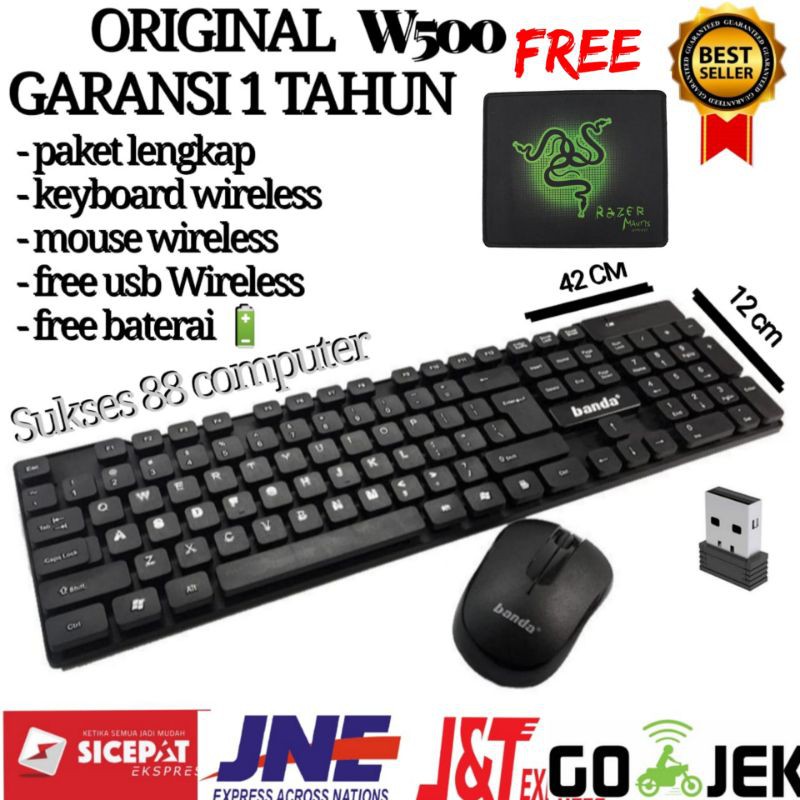 Bàn Phím Không Dây Banda W500 + Chuột Razer