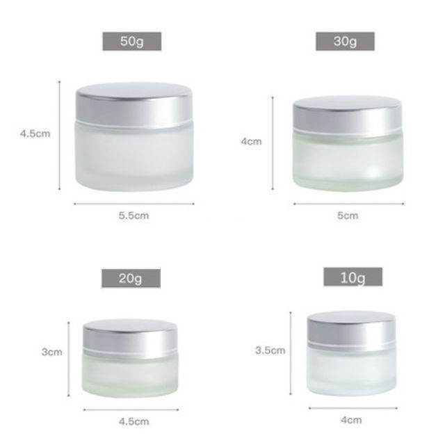 Hủ Đựng Kem ❤ TOP GIÁ RẺ ❤ Hũ chiết kem thủy tinh mờ nắp bạc 5g/10g/15g/20g/30g/50g đựng mỹ phẩm , phụ kiện du lịch