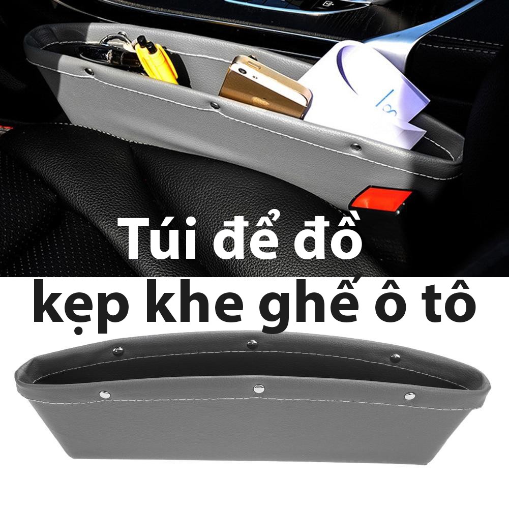Túi để đồ kẹp khe ghế ô tô da cao cấp - Túi da chèn khe ghế xe hơi cao cấp