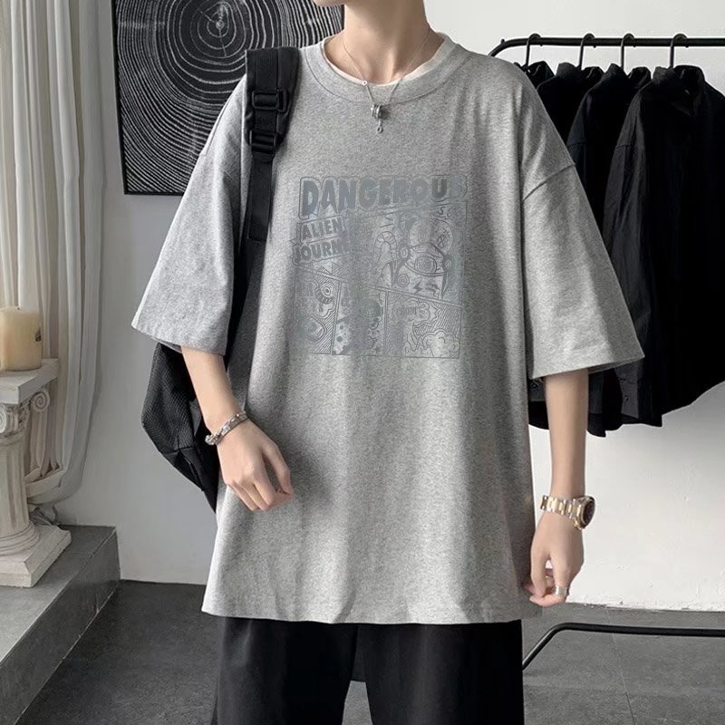 Áo Thun Tay Ngắn Dáng Rộng In Chữ Thời Trang Nhật Bản Cho Nam Size M-8XL