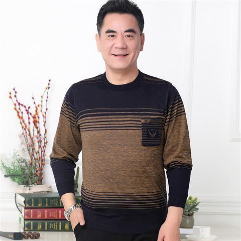 ۩☸❅Ba vòng cổ quần áo mùa thu giữa tuổi đàn ông lót dài thun chính 50 trung niên và cũ khoác