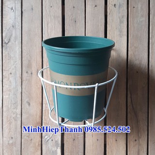 Combo bộ chậu  cỡ số 1  chậu kèm móc sắt treo ban công ( giá đỡ ban công tròn)