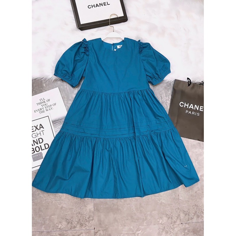 Váy xanh bèo vai li 3 tầng | BigBuy360 - bigbuy360.vn