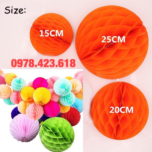 Quả cầu giấy xếp - đèn lồng tổ ong trang trí tiệc cưới, sinh nhật - trang trí Tết - đèn lồng Trung thu cho bé