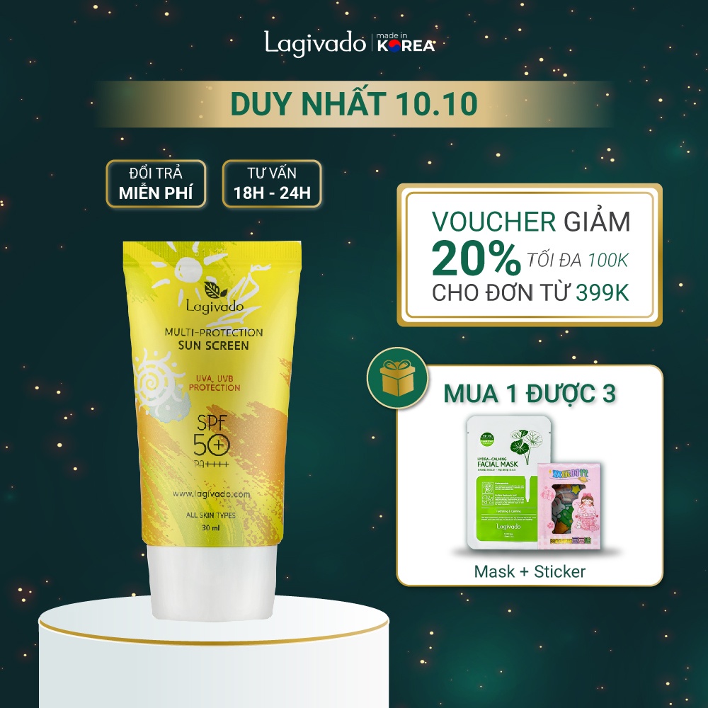 Kem chống nắng HQ Lagivado cho da dầu mụn, nhạy cảm SPF50+ PA++++ - 30g