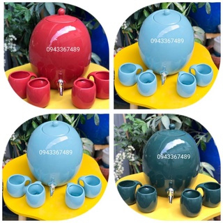 Sét bình nước 3 lít và 4 cốc. Hàng sứ Bát Tràng