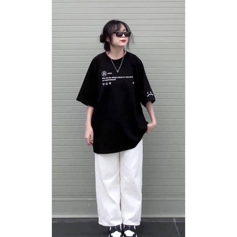 Sét Đồ Áo Thun Màu Đen + Quần Kaki Màu Trắng Ulzzang