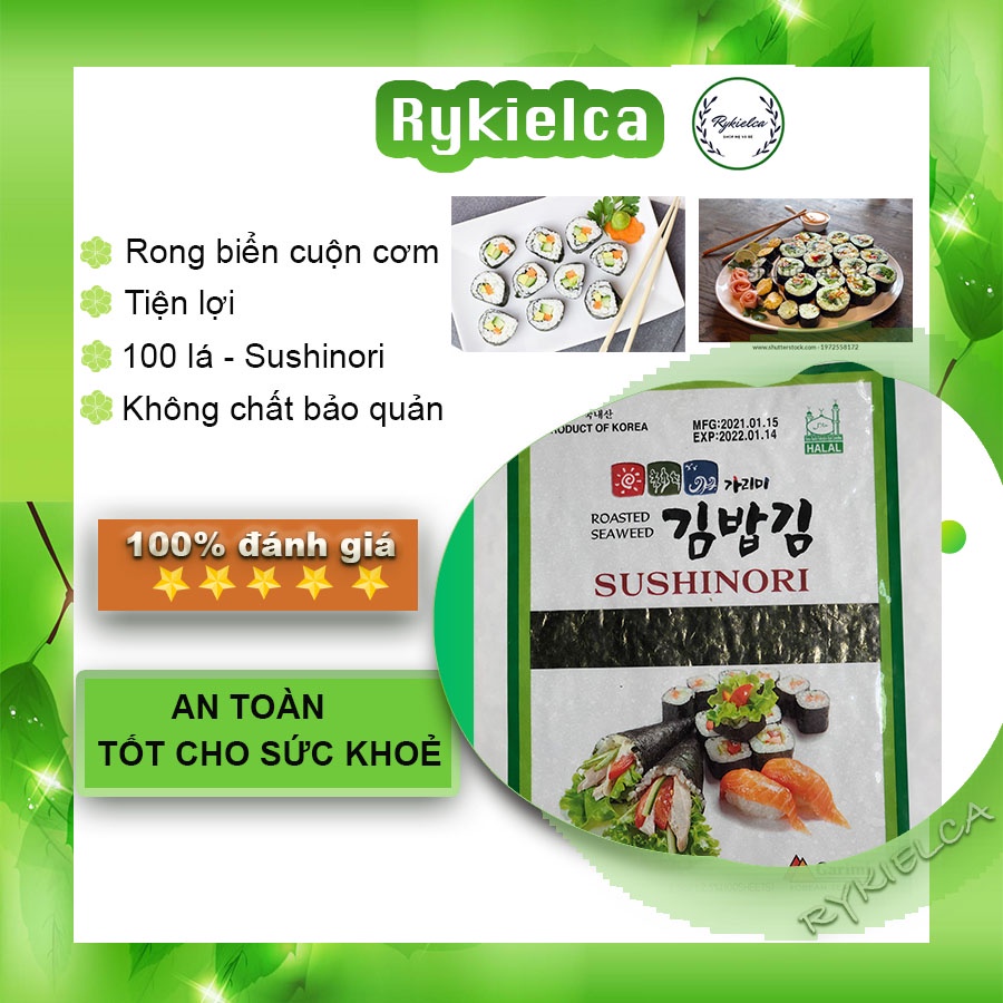 RONG BIỂN CUỘN CƠM HÀN QUỐC SUSHINORI, dùng làm kimpap, sushi, tốt cho sức khoẻ, hoàn toàn tự nhiên, hàng chuẩn -100lá