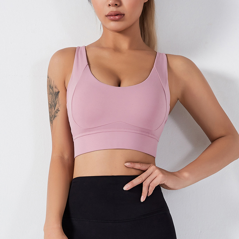 2020 new peach chest line sports underwear women Yoga traceless buckle back fitness running sports bra