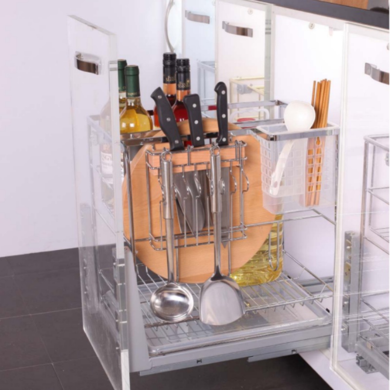 Giá dao thớt Eurogold nan dẹt Inox mờ cao cấp - Ray giảm chấn - Dòng EP