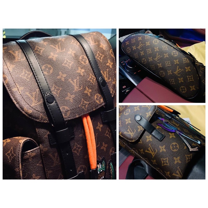 Balo thời trang đeo vai da cao cấp thêu hoạ tiết dáng to khoá dây rút louis vuitton LV