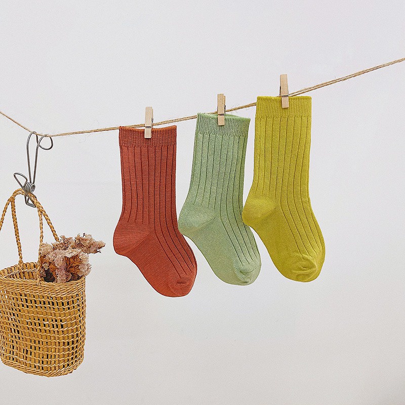 Combo 4 Đôi Vớ Cotton Màu Sắc Cho Bé, Vớ Cổ Cao, Tất Cổ Cao Cho Bé
