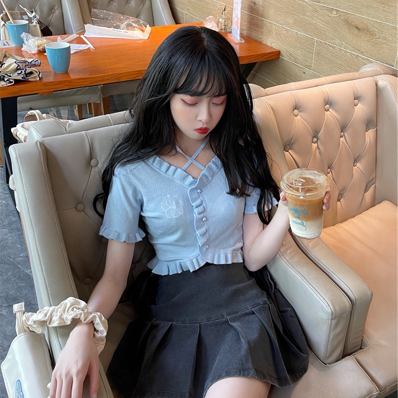 Áo Cardigan Dệt Kim Tay Ngắn Lưng Cao Dáng Ôm In Hình Gấu / Sữa Nhỏ Thời Trang Mới Cho Nữ | BigBuy360 - bigbuy360.vn