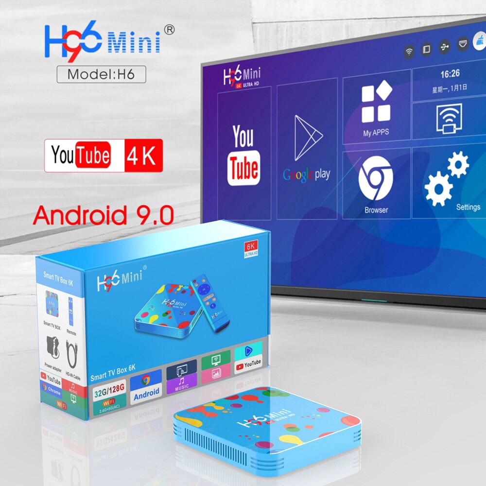 Thiết Bị Kết Nối Với Tv Android 9.0 Os Hỗ Trợ Hdmi2.0 3d Wifi 5g 6k Netflix Google Play 4gb 128gb