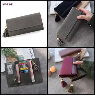 Ví dài da lộn kèm móc tua rua xinh xắn