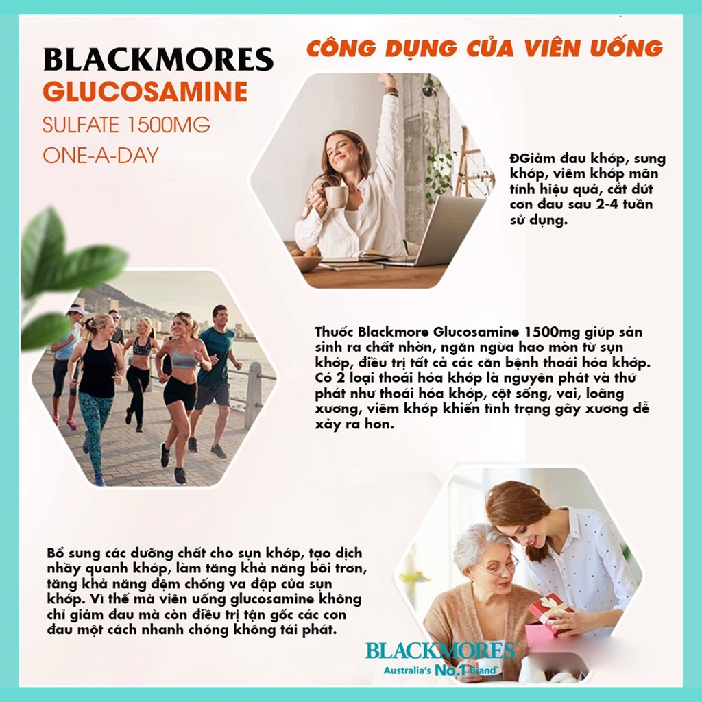 Viên uống xương khớp Glucozamin Blackmores Úc 1500MG 180 viên