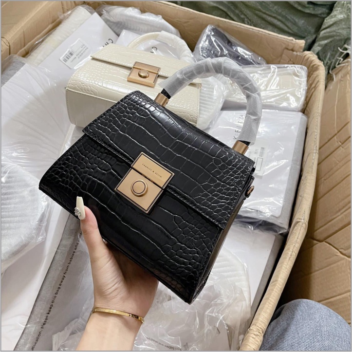 Túi Xách Tay CnK Vân Cá Sấu Khóa Bấm Tròn DC6301 Sang Trọng Đi Tiệc Đi Chơi