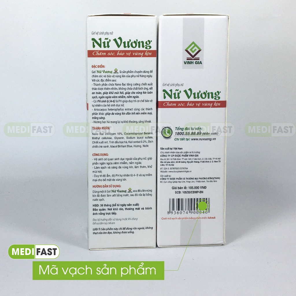 Dung dịch vệ sinh Nữ Vương Lọ 100ml  Mua 10h tặng 1h bằng tem tích điểm, ddvs xịt nước rửa phụ khoa có nano bạc