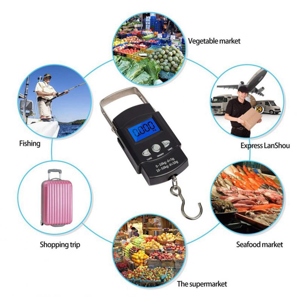 [Global] 50kg/10g Digital Scale Travel Fishing Luggage Postal Hanging Hook Electronic Weighing Machine