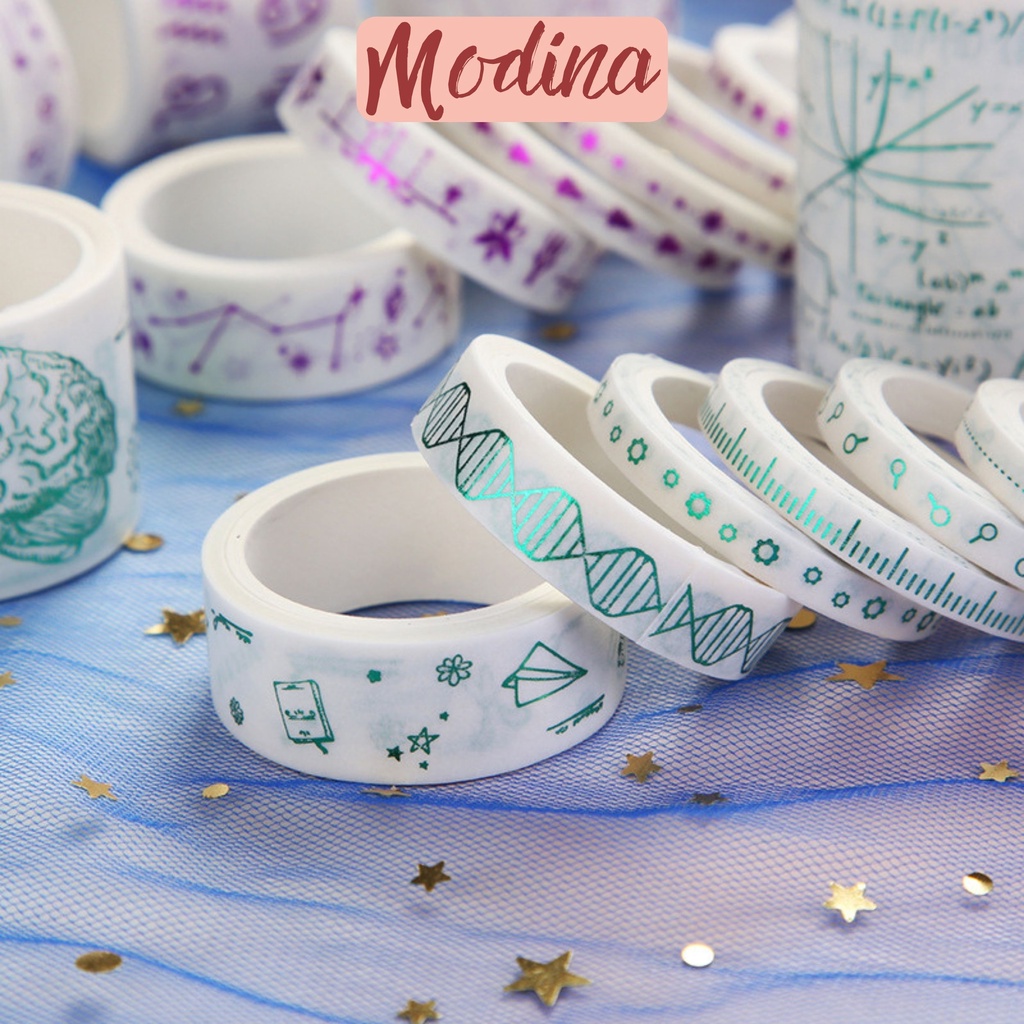 Washi tape cute trang trí sổ, băng dính trang trí sổ họa tiết ánh Metalic ĐỘC, LẠ