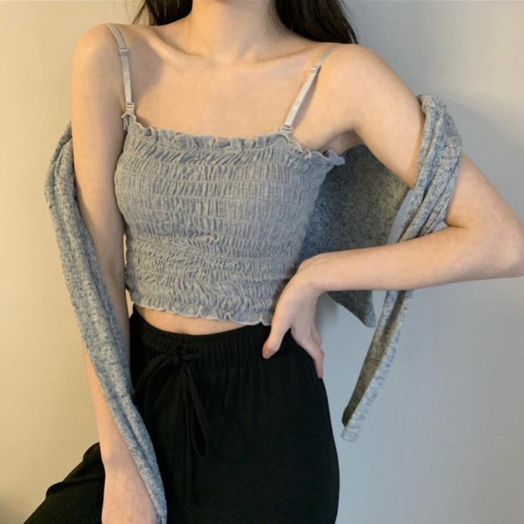 Áo Bra 2 Dây Nhún Dáng Dài - Bra Nữ Phong Cách CropTop Gợi Cảm  A6843
