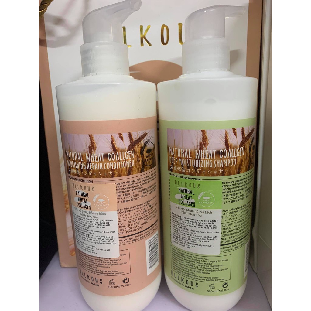 [GIÁ HỦY DIỆT] Cặp dầu gội xả ULLKOUS Natural Wheat Collagen 500ML x2 | BigBuy360 - bigbuy360.vn