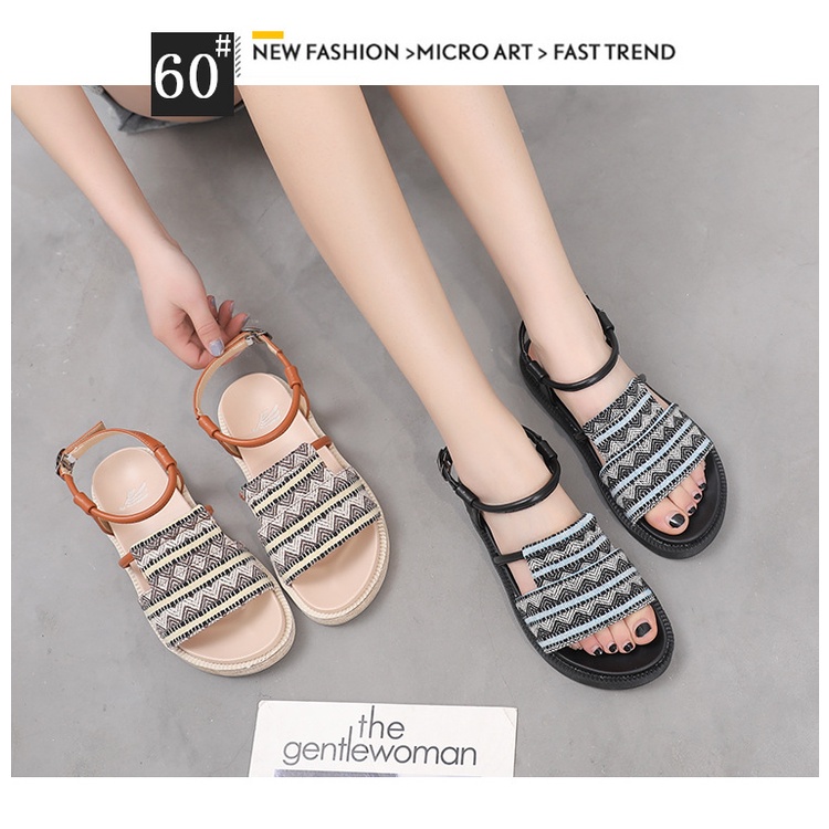 Giày Sandal Size Lớn 41-43 Phong Cách Dân Tộc Hàn Quốc Cho Nữ