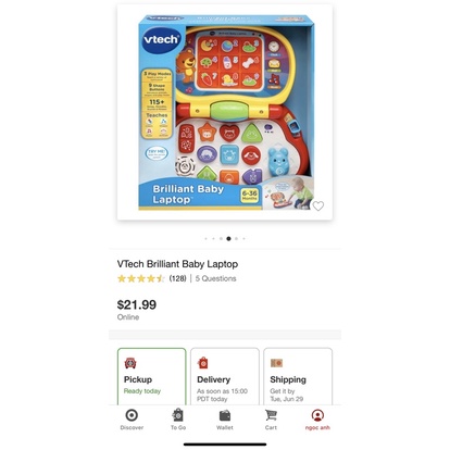 Laptop đồ chơi cho bé VTECH nhập Mỹ