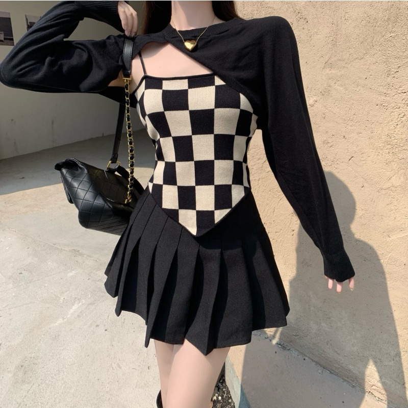 Set Áo Hai Dây Dệt Kim Họa Tiết Kẻ Sọc Thời Trang Cho Nữ (Bán Riêng Biệt)