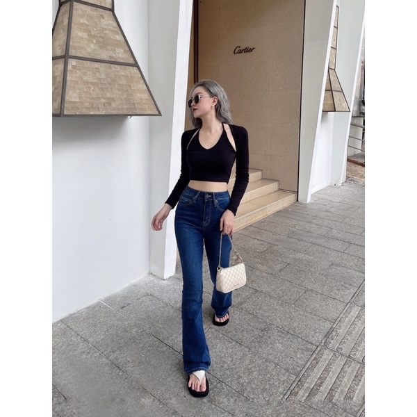 Áo croptop nữ body dài tay TOPTIFY cổ yếm buộc dây hở lưng Gigi Top | BigBuy360 - bigbuy360.vn
